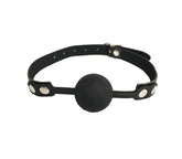 Love In Leather Fetish Play Gag with Silicone Ball Black Bondage Gags and Bits